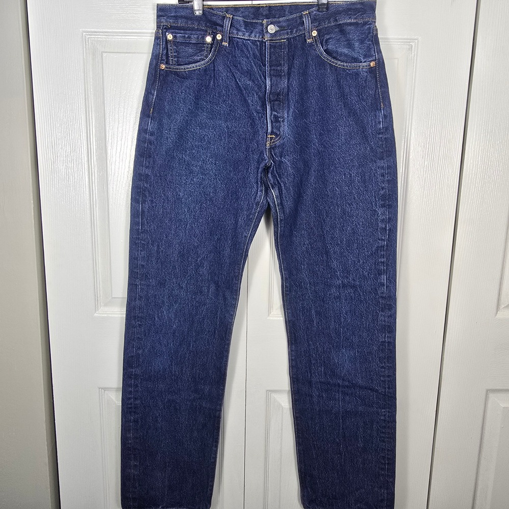 Levi's 501xx Original Fit Jeans Men's Dark Indigo Blue Straight Leg Button Fly